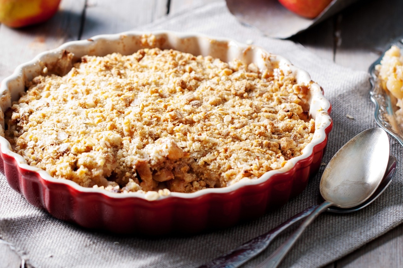 Knuspriger Birnen-Crumble