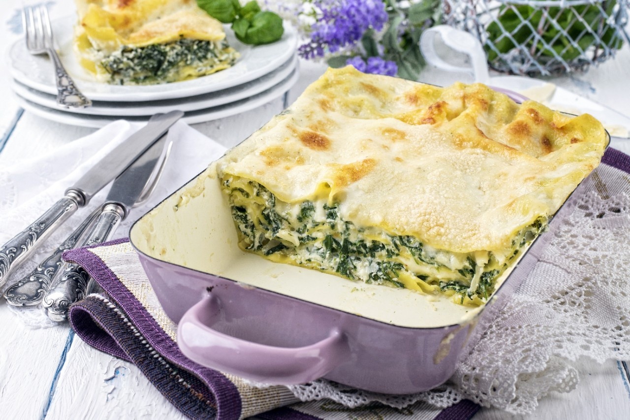 Bärlauch-Lasagne mit Blauschimmelkäse