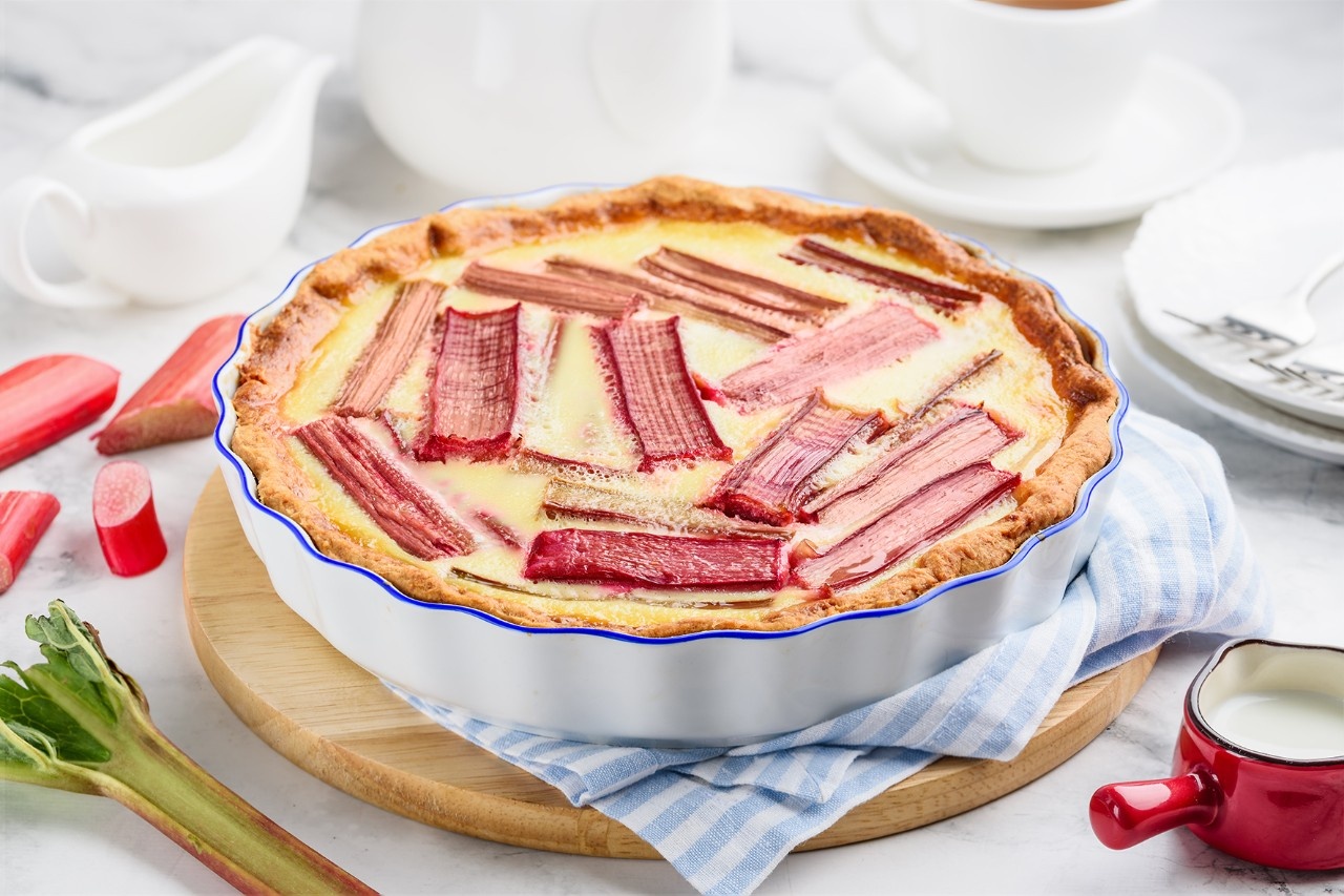 Rhabarber-Pudding-Kuchen
